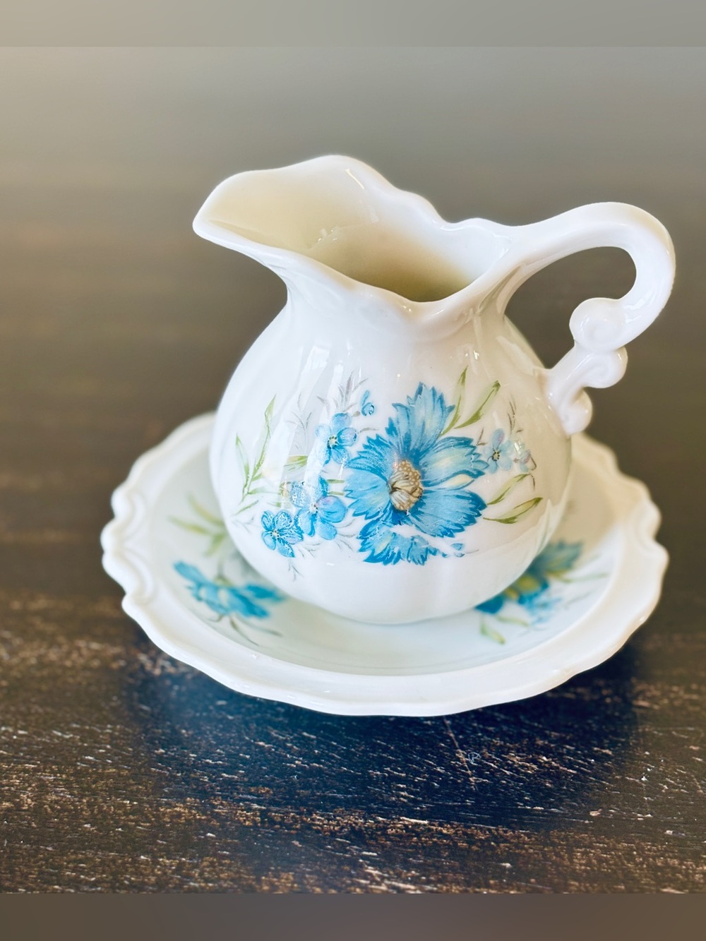 Vintage Inarco Japan Blue Cornflower Miniature Pitcher & Basin Set E-4543